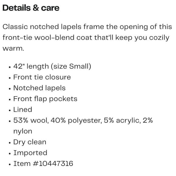 Tahari Sheena Wool Blend Coat,size M - Picture 2 of 2